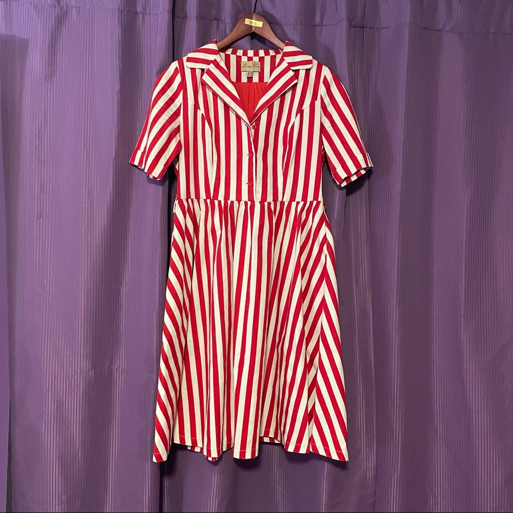 Lindy Bop Red and White striped dress